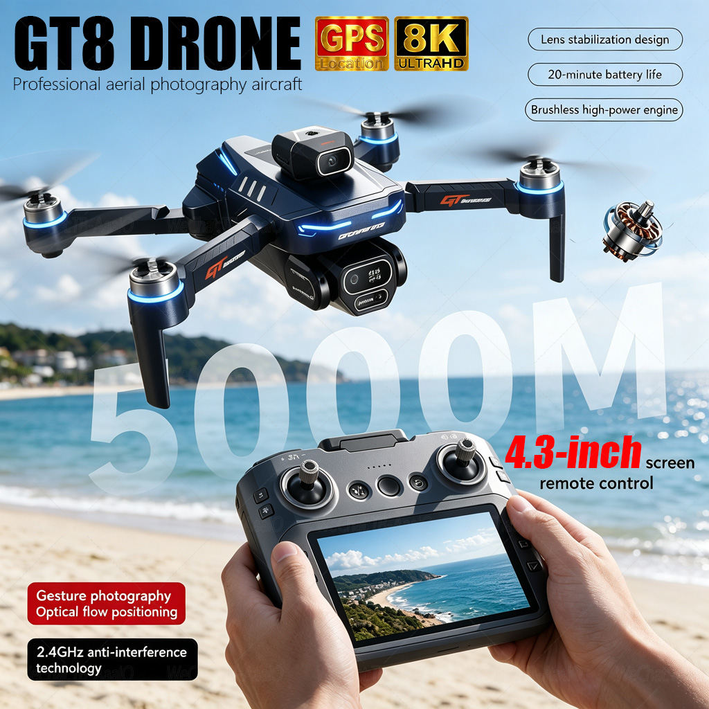 NEW GT8 HD RC Drone 4K Profess - Drone Camera Night Vision review and price