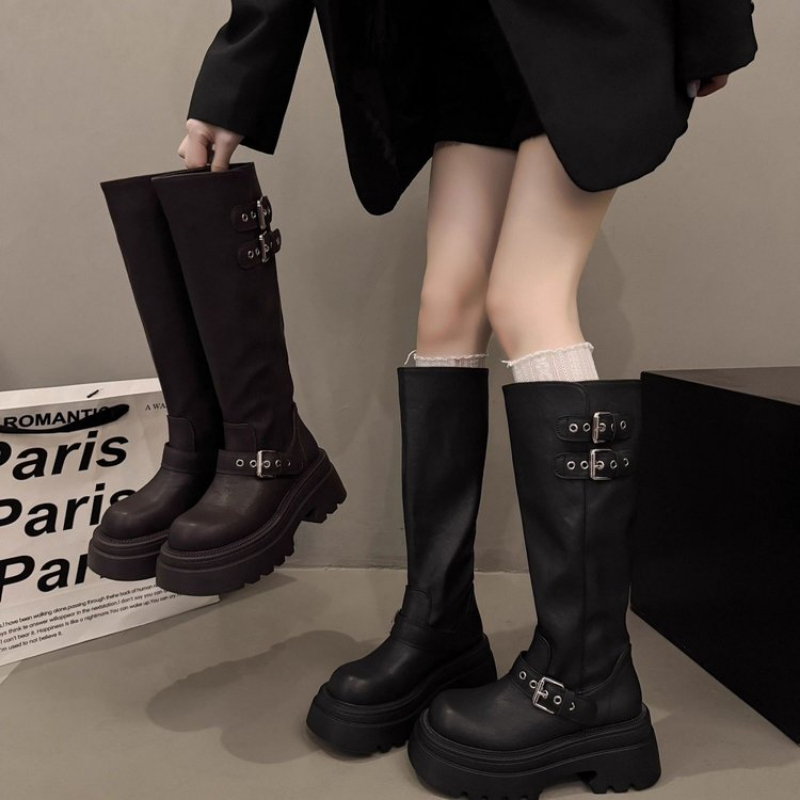 Women Chunky Platform Knee Hig - Drone Camera Stabilized review and price